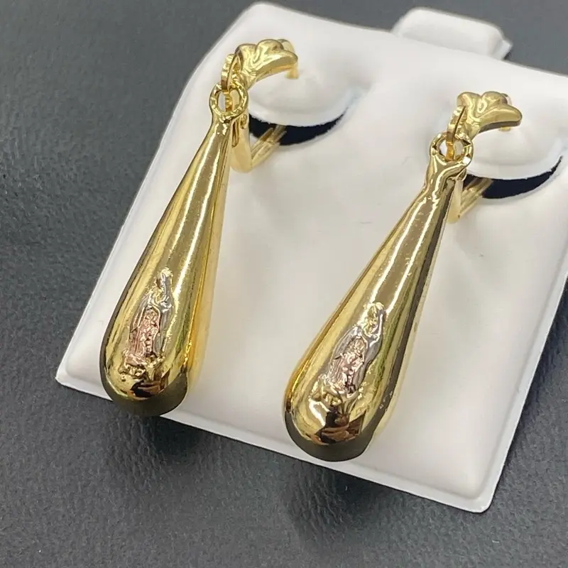 Virgen de Guadalupe Earrings Dangling - Elegant Design with Gold-Tone Finish and Simple Chain Fashion Jewelry Accessories Jewellery Accessories