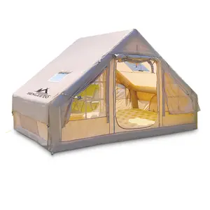 SENLEETO Inflatable Cabin Tent 4-6 Person 4-Season Waterproof with Stove Jack & Mesh Windows Quick Setup Durable Oxford Cloth for Camping