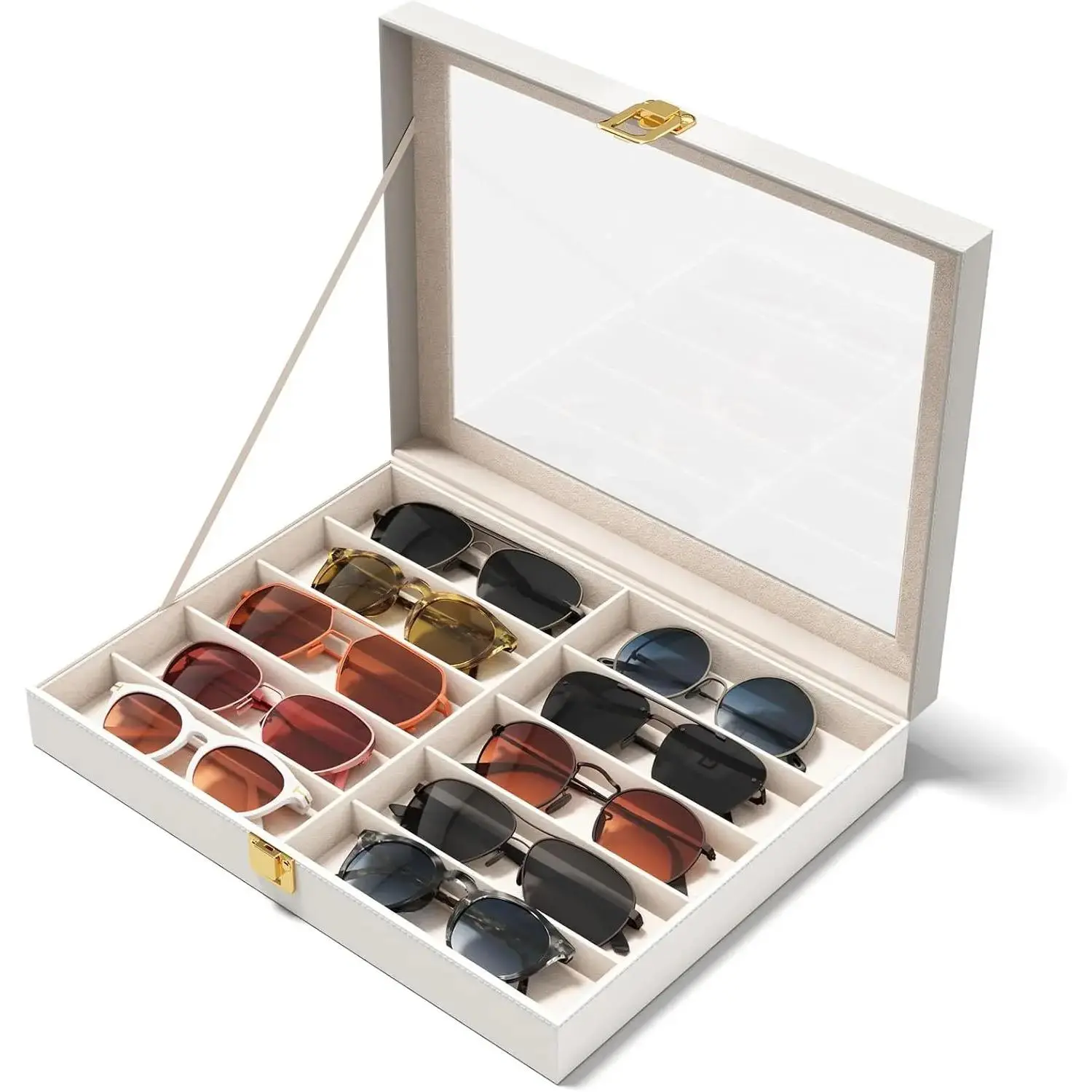 10/30 Slots Sunglass Organizer for Multiple Pairs of Eyeglass See-through Display Case Storage Box for Women Men