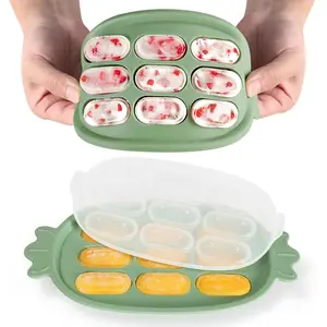 Baby Popsicle Mold - Baby Food Maker & Breastmilk Teething Freezer Tray - BPA Free Silicone-Green