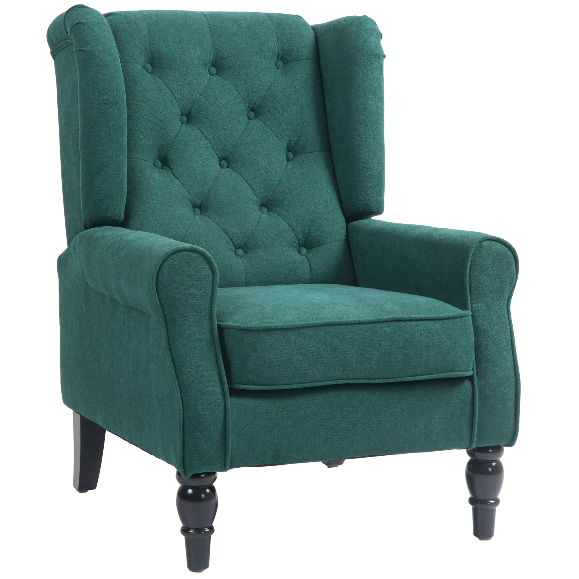 HOMCOM Mid-Century Modern Accent Chair, High Wingback Reading Chair, Button-Tufted Upholstered Fabric Armchair with Retro Wood Legs for Apartment, Living Room, Bedroom