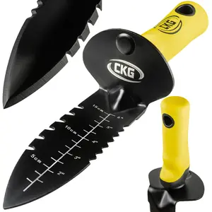 CKG Metal Detector Shovel, Heavy Duty Double Serrated Edge Digger - Metal Detecting Digging Tool with Sheath - Digging Knife for Gardening Trowel Hunting Camping, Weeding, Planting & Treasure Hunting