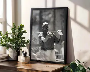 [Sale off up to 50%]-[FREE-SHIP] Michael Jordan Golf Wall Art, Black & White Sports Poster, Iconic Athlete Print, Golf Decor for Home Office or Game Room