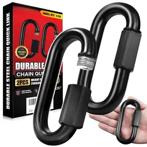 2 count 4.2" Heavy Duty Chain Quick Links, 2500 LBS Weight Capacity, Durable, Anti-Rust, High Strength Chain Connector, Carabiner for Big Chain Connecting, Hammock Hanging, Hiking, Camping