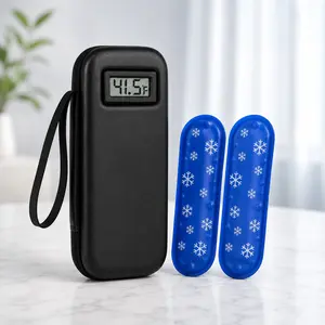 Insulin Cooler Travel Case with Temperature Display, 2 Ice Packs & Bonus Diet Reference Poster, Portable Insulated Medicine Storage Bag, Insulin Pen Cooling Case, TSA Friendly Diabetic Supplies Travel Organizer