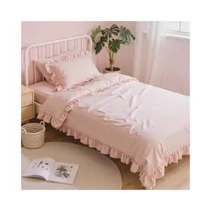 Twin Comforter Set 5 Piece, Pink Bed in a Bag with Sheets, All Season Ruffle Shabby Chic Bedding Sets with 1 Comforter, 1 Pillow Sham, 1 Pillowcase, 1 Fitted Sheet