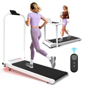 Fahuac 2-in-1 Folding Walking Treadmill, 300LBS Compact At Home Gym Equipment, 2.5HP Under Desk Model for Home-Office Use, with Remote Control & LED Display Multifunctional Workout Station