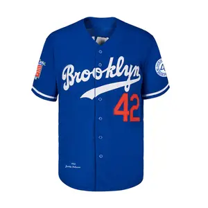 delicate retro sport style Male Brooklyn 42 jersey baseball shirt, retro embroidery, retro hip-hop style, mesh polyester fabric