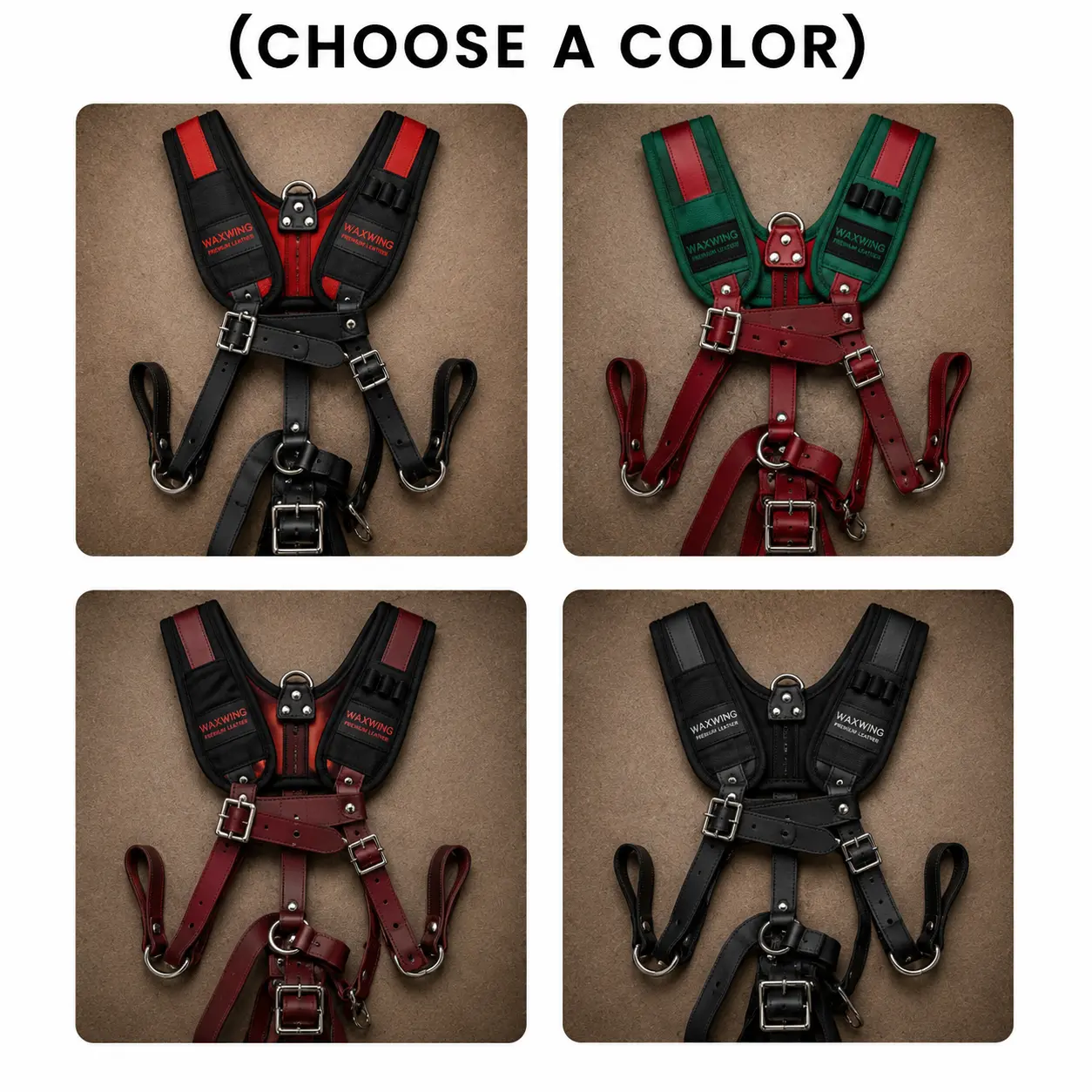Waxwing Leather Secure Hold Bag Straps - Universal Size, Adjustable for Personalized Fit & Superior Strength, Reinforced Stitching, Red/Black Options, Versatile for Work & Tool Belt Use, Buffalo Leather