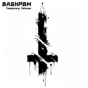 BAGHPBM Herbal Fake Tattoos, Dark Cross Design, Matte, Waterproof, Long-Lasting Temporary Tattoos for Men and Women
