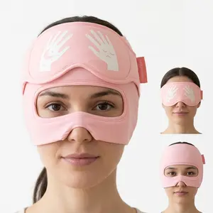 Migraine Relief Cap with Eye Holes, 3-in-1 Cooling Headache Cap with Detachable Eye Mask, Reusable Gel Ice Pack Face Head Wrap, Hot & Cold Therapy Hat for Stress,Hangover Relief at Home