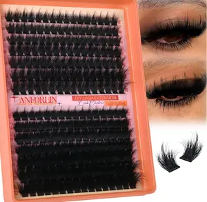 Thick Lash Clusters With Spikes 180D+280D Volume Eyelash Clusters 12-22MM Long Manga Lash Extension Spiky Cluster Eyelash Extensions 224Pcs Manga Individual Lashes DIY at Home by Anforlin