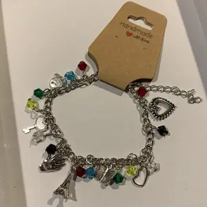 Paris Charm Bracelet - Handmade with Colorful Charms, Includes Colorful Beads and a Key Charm, Featuring a Silver Color Finish