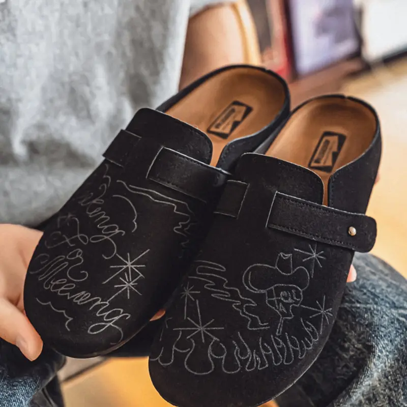 Men's Mules All Season Slip-On Shoes, Casual PU Leather, Breathable Rubber Sole, Comfortable Lightweight Design, Ideal for Daily Wear, Footwear, Streetwear Mules