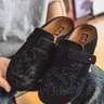 Men's Mules All Season Slip-On Shoes, Casual PU Leather, Breathable Rubber Sole, Comfortable Lightweight Design, Ideal for Daily Wear, Footwear, Streetwear Mules
