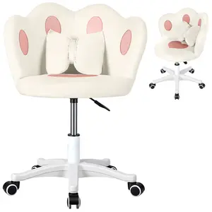 Explorinox Kids Desk Chair, 360-Degree Swivel Makeup Chair, Adjustable Height Kids Computer Chair with Bow Pillow, Children Desk Chair for Boys Girls in Home Bedroom Study Room