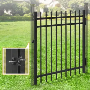 Fencer Wire Heavy Duty Pinnacle Fence Gate, 4FT Height x 4FT Width Outdoor Fence Gate, Outdoor Anti-Rust Metal Steel Gate for Fencing Barrier, Decorative Garden Gate for Residential, Yard, Pool, Patio, Pack of 1/5/10