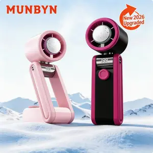 MUNBYN Handheld Portable Turbo Fan with Ice Cooler, Speed (1-199) Rechargeable Personal Fan[20000 RPM] Small Pocket Fans for Travel/Outdoor/Home/Office
