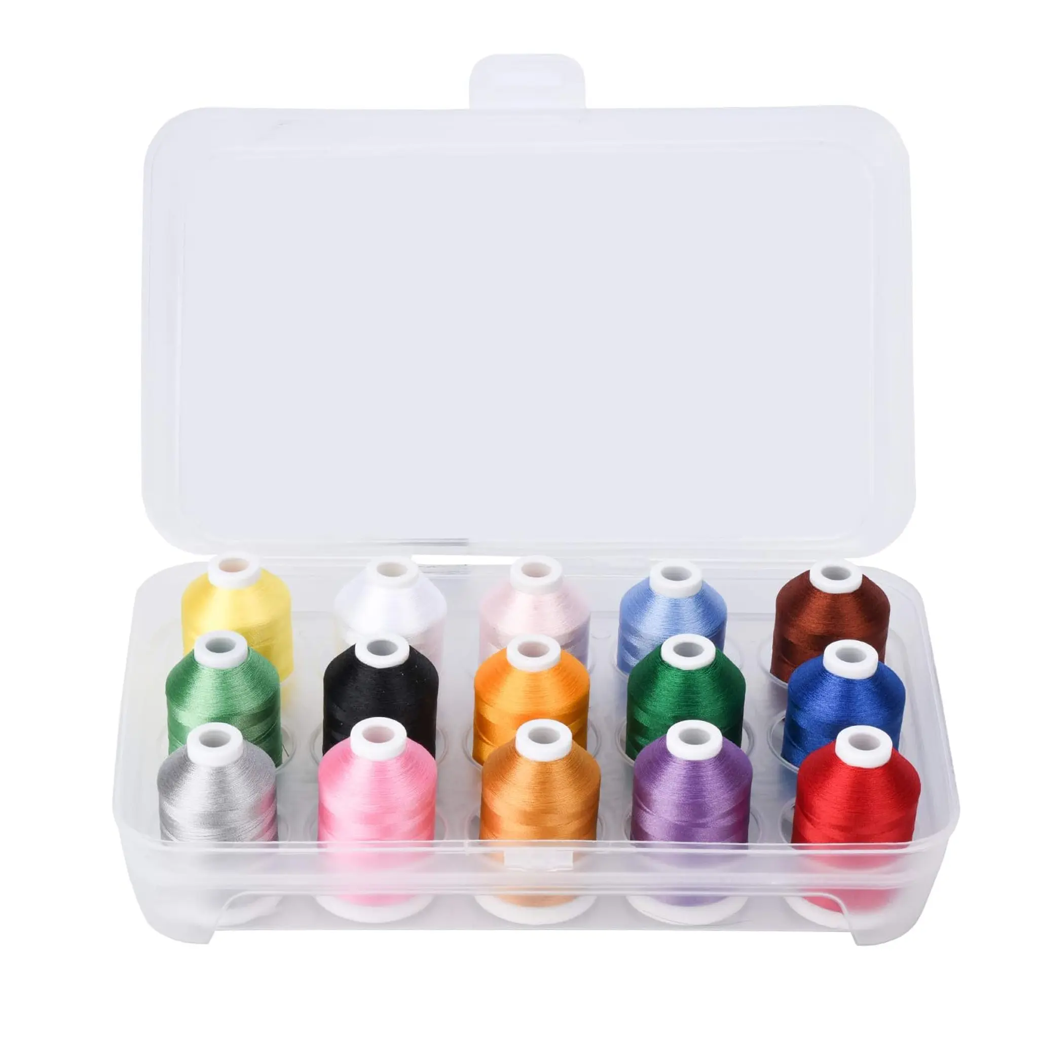 Simthread 15 Spools Polyester Machine Embroidery Thread Set, 1000M (1100Y) Thread with Storage Box, 20 Color Options, Embroidery Sewing Machine Thread for Quilting, DIY, Sewing, Craft Projects