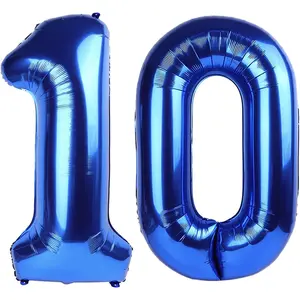 10 Balloons Number, 10th Birthday Decorations for Girl Boys, Dark Blue Birthdays Balloons 40 In for Engagement, Wedding, Celebration Party, Graduations, Photo Shoot
