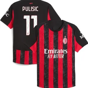 Unisex Soccer/Football AC Milan/USMNT Team Pulisic AC 2025/26 Home/Away Replica Jersey - Red/White/Blue 0Z5