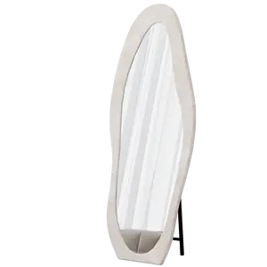 63x24 Inch Irregular Wavy Full-Length Mirror, Flannel-Wrapped Synthetic Wood Frame, Shatterproof Tempered Glass, High-Definition, Floor-Standing & Wall-Mounted Body Mirror for Bedroom, Living Room