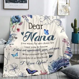 1 piece of personalized designed printed flannel throw blanket - for grandma, soft and casual, warm blanket, multi-functional office blanket, outdoor, camping, travel blanket, all-season multi-functional gift blanket, Floral Print Blanket