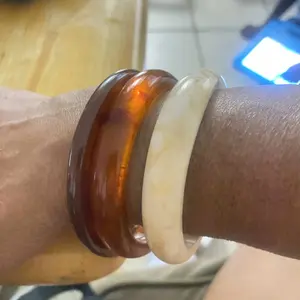 Vintage Resin Amber Acrylic Bangles Set, Fashion Multifunctional Jewelry for Women, Casual Cuff Bracelets, High Quality Bracelet, 4 Pieces, Daily Wear Accessories