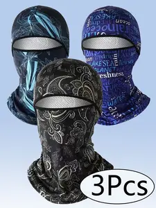 3Pcs Multifunctional Balaclava Motorcycle Mask Headgear, Sun Protection Windproof Dustproof All Seasons Outdoor Sports Hat for Cycling Skiing Hunting Farming Outdoor Activities