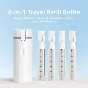 Four-In-One Travel Dispenser Bottle, Leak-Proof Reusable Silicone Squeeze Container with Lock, Compact Lightweight Storage Box