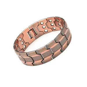 Men's Pure Copper Bracelet with 3500 Gauss Neodymium Magnet 3 Times Super Strong Magnetic Force Adjustable Fit for Everyday Wear functional  bracelet magnetic therapy adjustable magnet bracelet energy boost