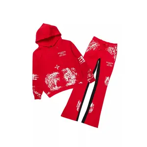 Filip Red/White Hoodie/Baggy Stacked Track Pant Set