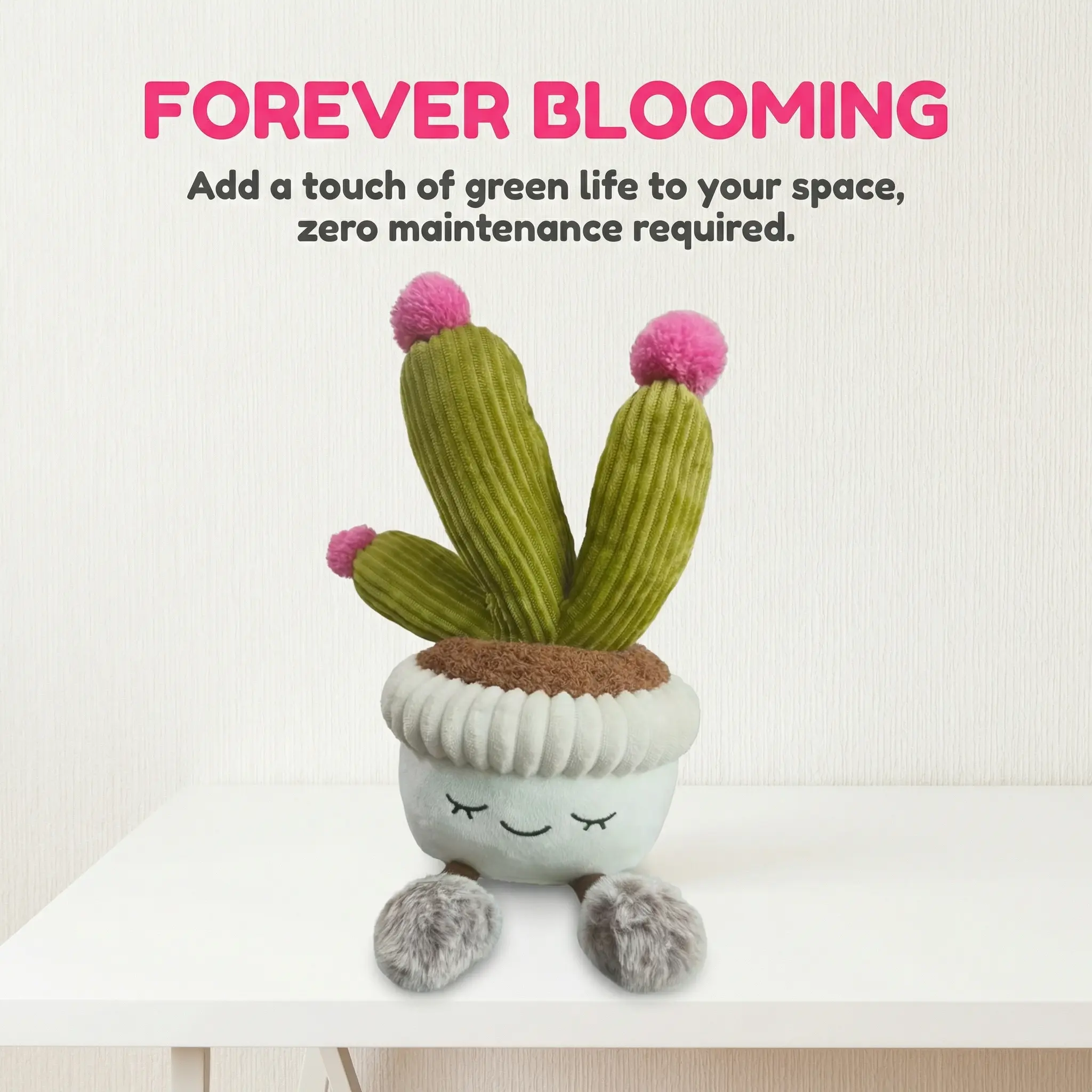 Home decoration plush potted plant shaped doll ornaments, flowering cactus shaped, smiling expressions, give you a happy and good mood, make your life more interesting, Plush Material, Smiling Face