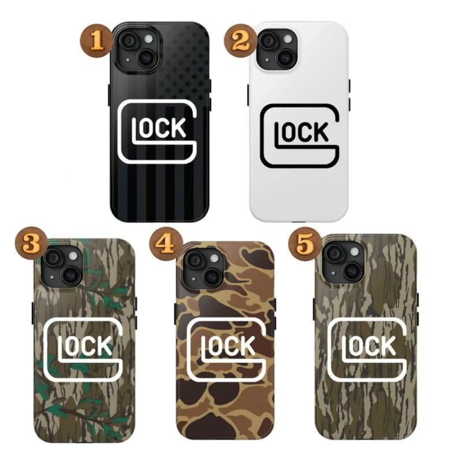 GLOCK logo Camo Two-In-One Drop-Resistant Mobile Phone Case Protection, Shockproof For IPhone 17-12, Pro Max, Pro Plus, and Samsung S25 24 23 Safety Case