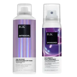 IGK ANTISOCIAL + SPONSORED BUNDLE | Bond-Building Hair Mask & Hair Density Scalp Serum | Longer Hair | Prevents Breakage + Softens + Shine + Denser Looking Hair | 250ml | 7.1 oz Conditioner Haircare
