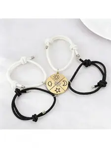 Best Friends Magnetic Bracelet Set for 4, Sun Moon Star Cloud Puzzle Matching Friendship Bracelets, Adjustable Braided Cord, Besties Jewelry & Perfect Graduation Gift, Summer Dainty Jewelry