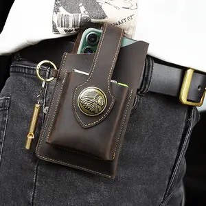 Phone Belt Bag Men's Wild Horse & Cattle hide phone waist pack - Outdoor Belt Bag with Phone Compatibility for, Camping, Hunting - Hands-Free Convenience, Belt-Worn Design (Style for outdoor Activities)