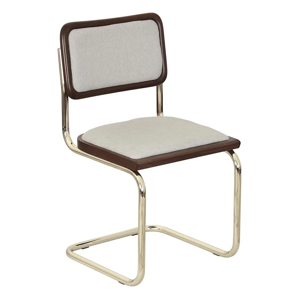 Furnish Theory Breuer Chair - Italian B32/S32 Cesca Cushion Cantilever Chair with Brass Frame & Walnut Wood