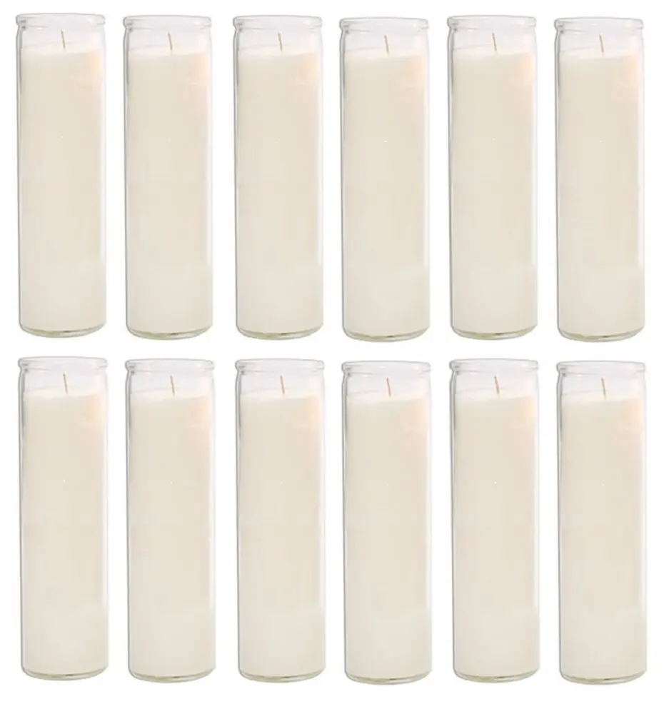 Blessed Sanctuary Series 8-in Devotional Glass Jar Wax Candles - 12-Count Case (10 Total Cases), Assorted Religious White, Long Burn Time Home Decor Supplies, Home Decoration Item, Home Supplies