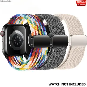 2026 NEW Magnetic Braided Solo Loop Band, 3 Counts Stretchy Nylon Elastic Sport Straps for iWatch SE/Ultra 1/2, Replacement Watch Bands for Apple Watch Series 10/9/8/7/6/5/4 in 41/42/44/45/46/49 mm, Smartwatch Strap, Smart Watch Accessories #GLOBAL PICKS