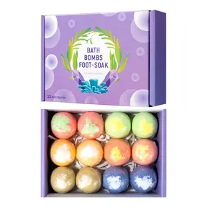 Foot Bath Bombs 12 Pack, Organic Natural Handmade Foot Soak with Bath Salt and Essential Oil, Foot Spa Bomb with Rich Bubbles for Relaxing Softening Moisturizing Dry & Tired Feet