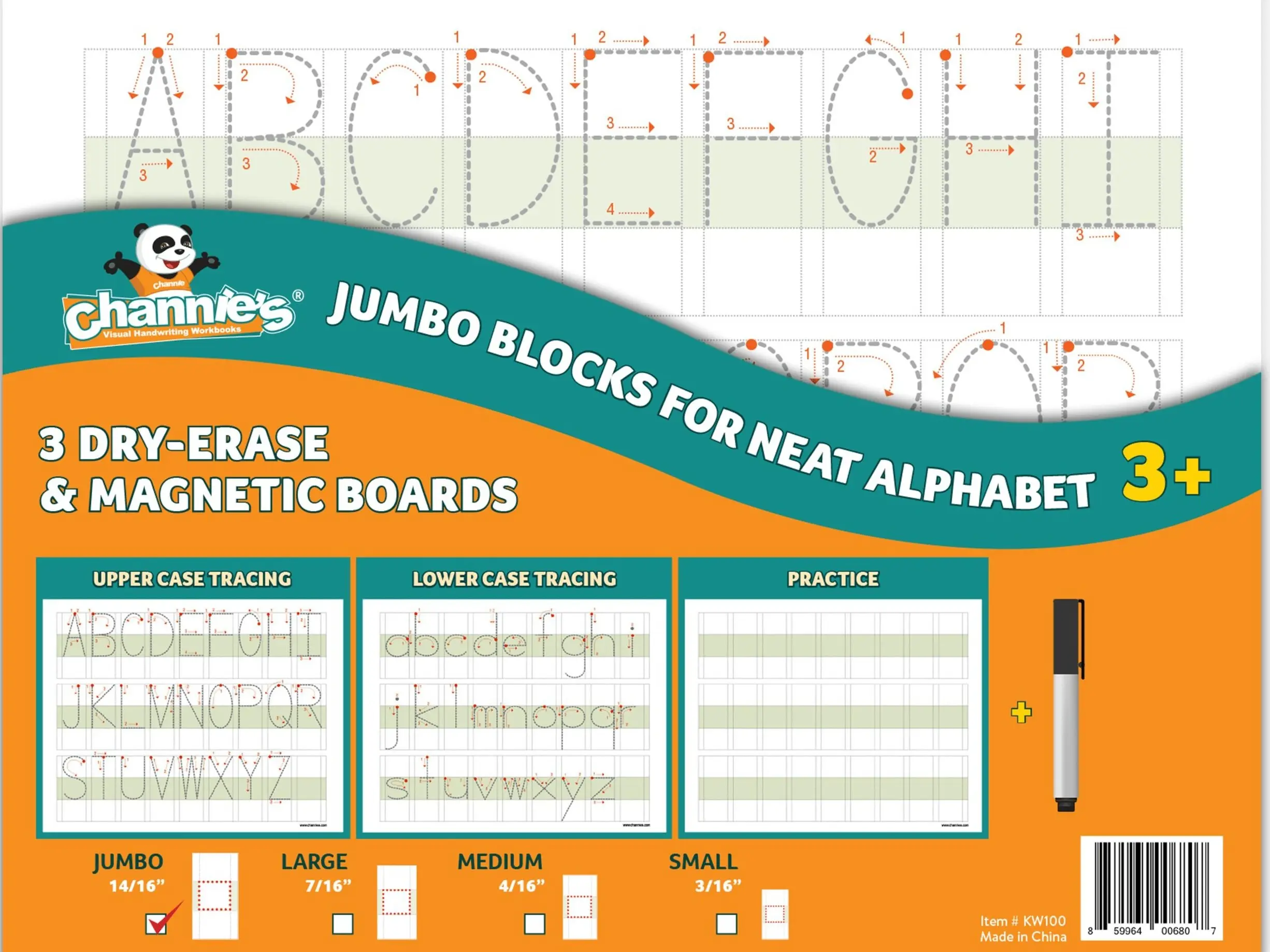 Visual Dry-Erase Magnetic Boards 3 Pack - Jumbo Letters - Blocks for Neat Alphabet