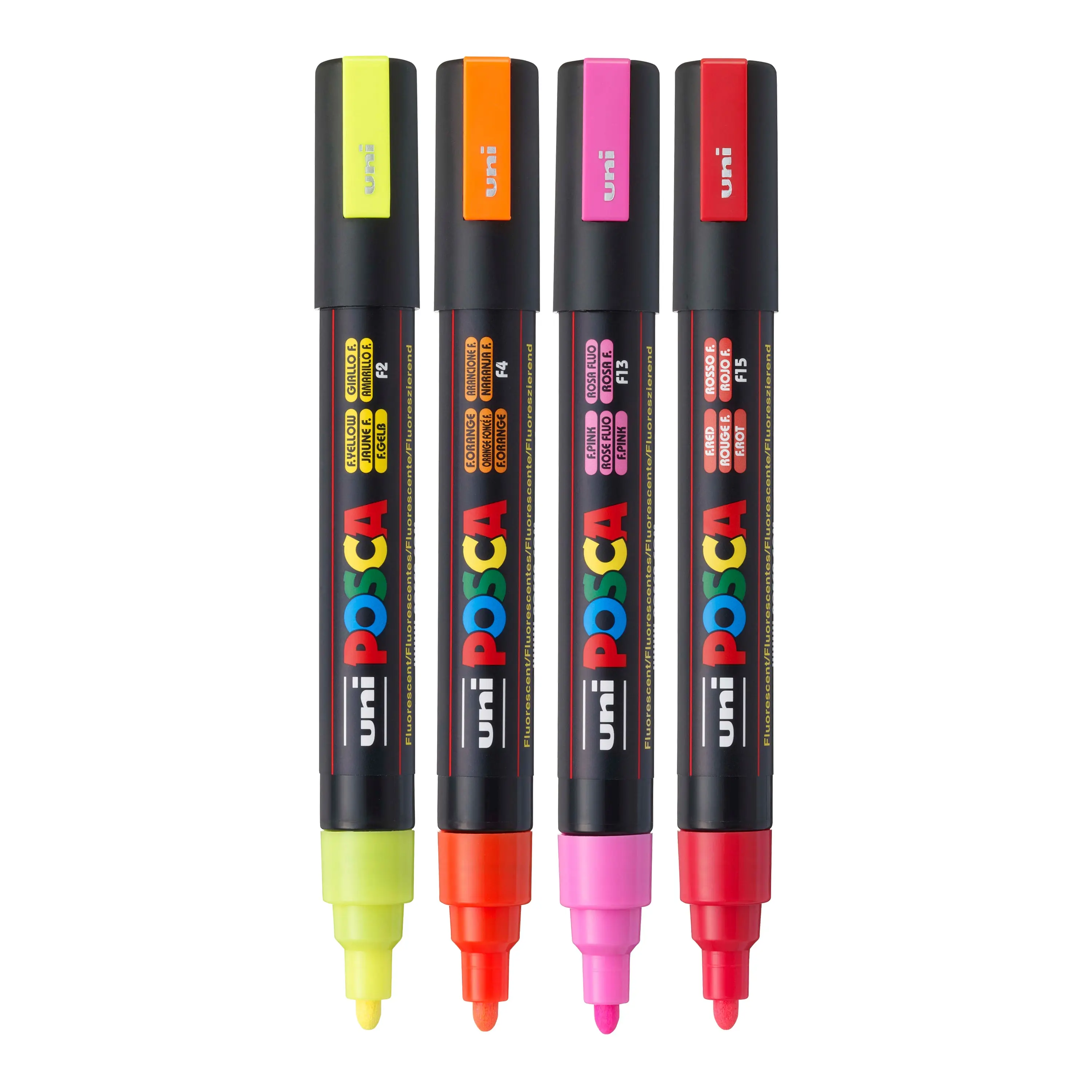 POSCA® PC-5M Water-Based Paint Markers, Medium Reversible Tip (1.8–2.5 mm), 4 Count Neon Colors