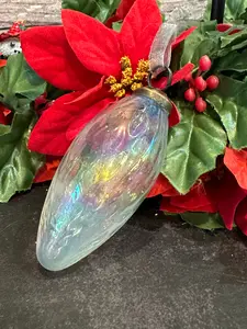 2" Clear Iridscent Luster Conical Blown Glass Ball Ornament