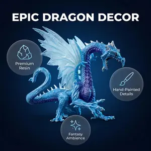 Ice Dragon Figurine Statue, Hand-Painted Resin Dragon Decor, Fantasy Creature Sculpture, Home Office Desk Decoration, Mythical Gift, Epic Dragon Decor, Fantasy Ambience