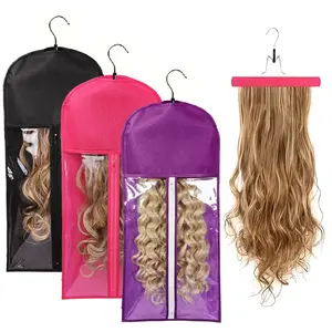 Alipearl Wig Storage Bag for Multiple Wigs Hair Extension Storage with Hanger Anti-slip Hair Extension Holder with Zipper 1 Count