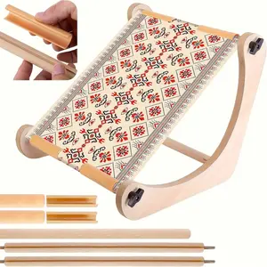1 Set Wooden Adjustable Embroidery Hoop Stand, Solid Wood, Stable & Easy to Store, for Cross Stitch & DIY Crafts