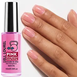 ELL LOUREL Nail Salon Transparent Pink Nude Nail Strengthener (with Vitamin E), Nail Care, Strengthens nails and increases hardness, brightens beige tones, making nails whiter with high-gloss finish, extends the longevity of manicures, resists scratches