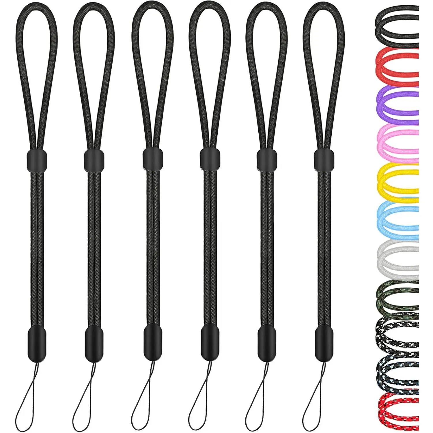 Hand Wrist Strap Lanyard, 6 Pack 9.5inch Adjustable Nylon Wristlet Straps  String for Cell Phone Case Holder, AirPods Pro 2 2022, Camera, Key, , USB Drive, Ski Glove(Black)