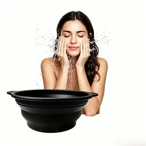 Foldable Ice Facial Basin with Ice Tray, Portable Collapsible Ice Bath Basin, Cold Therapy Basin for Vagus Nerve Relief, Pore Minimizing & Daily Skincare, Travel Foldable Cooling Wash Basin